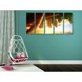 5-PIECE CANVAS PRINT SUNRISE ON A CARIBBEAN BEACH - PICTURES OF NATURE AND LANDSCAPE - PICTURES