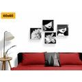 CANVAS PRINT SET LADIES IN BLACK AND WHITE - SET OF PICTURES - PICTURES