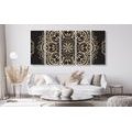 5-PIECE CANVAS PRINT MANDALA ON A BLACK BACKGROUND - PICTURES FENG SHUI{% if product.category.pathNames[0] != product.category.name %} - PICTURES{% endif %}