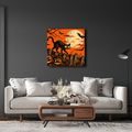 QUADRO SU TELA – GATTO DI HALLOWEEN TRA LE ZUCCHE - QUADRI HALLOWEEN E HORROR - STAMPE E QUADRI