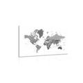 CANVAS PRINT WORLD MAP IN BLACK AND WHITE - PICTURES OF MAPS - PICTURES