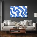 TABLEAU SUR TOILE – COURBES FLUIDES BLEUES ABSTRAITES - IMAGES FORMES ABSTRAITES - TABLEAUX