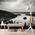 SELF ADHESIVE WALL MURAL EARLY EVENING BY THE LAKE IN BLACK AND WHITE - SELF-ADHESIVE WALLPAPERS - WALLPAPERS