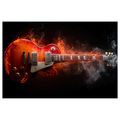 WANDBILD ELEKTRISCHE GITARRE IN FLAMMEN - MUSIKBILDER - BILDER