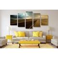 5-PIECE CANVAS PRINT ROAD IN THE MIDDLE OF THE DESERT - PICTURES OF NATURE AND LANDSCAPE - PICTURES