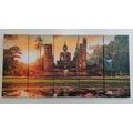 5-TEILIGES WANDBILD BUDDHA-STATUE IM PARK SUKHOTHAI - BILDER MIT FENG SHUI-MOTIVEN - BILDER