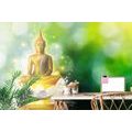 TAPET BUDDHA AURIU PE O FLOARE DE LOTUS - TAPET FENG SHUI - TAPETURI