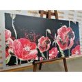 CANVAS PRINT RED POPPIES ON A BLACK BACKGROUND - PICTURES FLOWERS - PICTURES