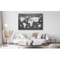 CANVAS PRINT BLACK AND WHITE MAP ON WOOD - PICTURES OF MAPS - PICTURES