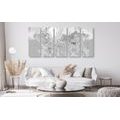 5-PIECE CANVAS PRINT CLASSIC WORLD MAP IN BLACK AND WHITE - PICTURES OF MAPS - PICTURES