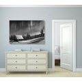 CANVAS PRINT FAIRY-TALE WINTER LANDSCAPE IN BLACK AND WHITE - BLACK AND WHITE PICTURES - PICTURES