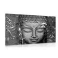 CANVAS PRINT SMILING BUDDHA IN BLACK AND WHITE - BLACK AND WHITE PICTURES - PICTURES