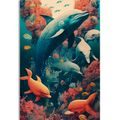 CANVAS PRINT OF SURREALISTIC DOLPHINS - PICTURES UNDERWATER WORLD - PICTURES