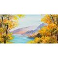 CANVAS PRINT OIL PAINTING OF A MOUNTAIN LAKE - PICTURES OF NATURE AND LANDSCAPE - PICTURES