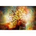 WANDBILD BAUM DES LEBENS MIT ABSTRAKTION DES UNIVERSUMS - BILDER MIT FENG SHUI-MOTIVEN - BILDER