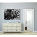 CANVAS PRINT KING OF ANIMALS IN BLACK AND WHITE WATERCOLOR - BLACK AND WHITE PICTURES - PICTURES