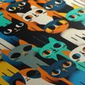 WANDBILD BUNTE KATZEN IN REIHE - BILDER VON KATZEN - BILDER