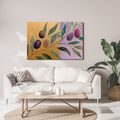 TABLEAU SUR TOILE – OLIVES VIOLETTES SUR UNE BRANCHE - TABLEAUX ARBRES ET FEUILLES - TABLEAUX
