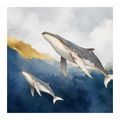 TABLEAU SUR TOILE – COUPLE DE BALEINES DANS L’OCÉAN BLEU - TABLEAUX DE BALEINE - TABLEAUX