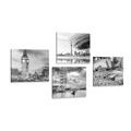 SET OBRAZŮ TAJUPLNÁ MĚSTA V ČERNOBÍLÉM PROVEDENÍ - SESTAVY OBRAZŮ - OBRAZY