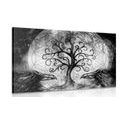 CANVAS PRINT MAGICAL TREE OF LIFE IN BLACK AND WHITE - BLACK AND WHITE PICTURES{% if product.category.pathNames[0] != product.category.name %} - PICTURES{% endif %}
