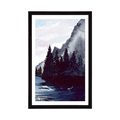 POSTER WITH MOUNT SKETCHED WINTER LANDSCAPE - NATURE - POSTERS