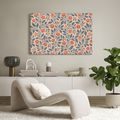 WANDBILD KORALLENFARBENE BLÜTEN AUF BEIGE - BILDER BLUMEN - BILDER