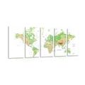 5-PIECE CANVAS PRINT CLASSIC WORLD MAP WITH WHITE A BACKGROUND - PICTURES OF MAPS - PICTURES