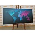 CANVAS PRINT WORLD MAP WITH A BEAUTIFUL NEON DETAIL - PICTURES OF MAPS - PICTURES