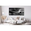 CANVAS PRINT FUTURISTIC PLANET IN BLACK AND WHITE - BLACK AND WHITE PICTURES - PICTURES