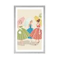 POSTER WITH MOUNT RETRO LADIES WITH UMBRELLAS - VINTAGE AND RETRO - POSTERS