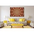 CANVAS PRINT DECORATIVE MANDALA WITH LACE IN BURGUNDY COLOR - PICTURES FENG SHUI - PICTURES