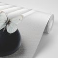 PAPIER PEINT PIERRE ZEN AVEC UN PAPILLON - FOND D'ÉCRAN FENG SHUI - PAPIER PEINT