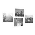 CANVAS PRINT SET BLACK AND WHITE NEW YORK - SET OF PICTURES - PICTURES