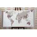 CANVAS PRINT DETAILED MAP OF THE WORLD IN BLACK AND WHITE - PICTURES OF MAPS - PICTURES