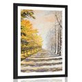 POSTER MIT PASSEPARTOUT HERBSTLICHE BAUMALLEE - NATUR - POSTER