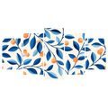 TABLEAU EN 5 PARTIES – BRANCHES BLEUES AUX FRUITS - TABLEAUX ARBRES ET FEUILLES - TABLEAUX