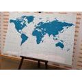 CANVAS PRINT POLITICAL MAP OF THE WORLD IN BLUE - PICTURES OF MAPS - PICTURES