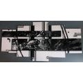 5-PIECE CANVAS PRINT LUXURIOUS ABSTRACTION IN BLACK AND WHITE - BLACK AND WHITE PICTURES - PICTURES