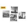 CANVAS PRINT SET HISTORICAL WEALTH IN BLACK AND WHITE - SET OF PICTURES - PICTURES