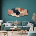 5-TEILIGES WANDBILD ABSTRAKTE GOLDENE BLÄTTER - WANDBILDER ABSTRAKTE FORMEN - BILDER