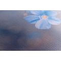 WANDBILD BLAUE BLUMEN AUF VINTAGE-HINTERGRUND - BILDER BLUMEN - BILDER