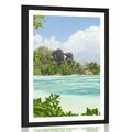 POSTER WITH MOUNT BEAUTIFUL BEACH ON THE ISLAND OF LA DIGUE - NATURE - POSTERS