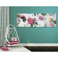 WANDBILD ZARTES STILLLEBEN MIT BLUMEN - BILDER BLUMEN - BILDER