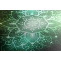 CANVAS PRINT MANDALA WITH A GALACTIC BACKGROUND IN SHADES OF GREEN - PICTURES FENG SHUI - PICTURES