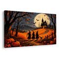 QUADRO SU TELA – STREGA SOTTO IL MANIERO AL CHIARO DI LUNA - QUADRI HALLOWEEN E HORROR - STAMPE E QUADRI