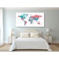 CANVAS PRINT WORLD MAP WITH A PASTEL TOUCH - PICTURES OF MAPS - PICTURES