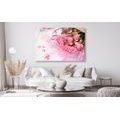 CANVAS PRINT BOUQUET OF PINK ROSES - STILL LIFE PICTURES - PICTURES