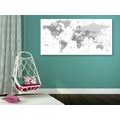 DECORATIVE PINBOARD GRAY MAP ON A WHITE BACKGROUND - PICTURES ON CORK - PICTURES