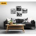 CANVAS PRINT SET CHARMING MOUNTAIN LANDSCAPES IN BLACK AND WHITE - SET OF PICTURES - PICTURES